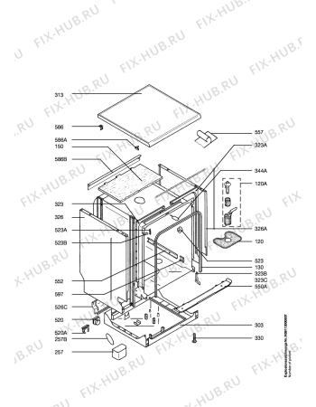 Взрыв-схема посудомоечной машины Arthurmartinelux ASF2655-W - Схема узла Housing 001